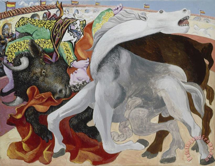 Pablo Picasso Corrida: La Mort Du Torero (bullfight: Death of The Bullfighter) Art Painting