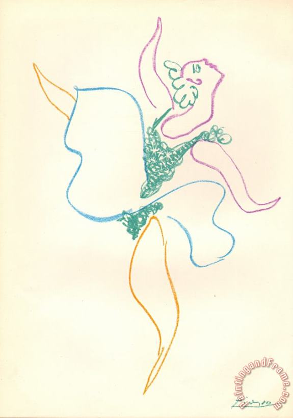 Danseuse, 1954 painting - Pablo Picasso Danseuse, 1954 Art Print