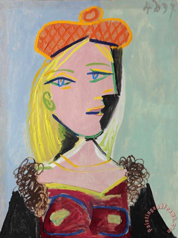 Pablo Picasso Femme Au Beret Orange Et Au Col De Fourrure (marie Therese) Art Print