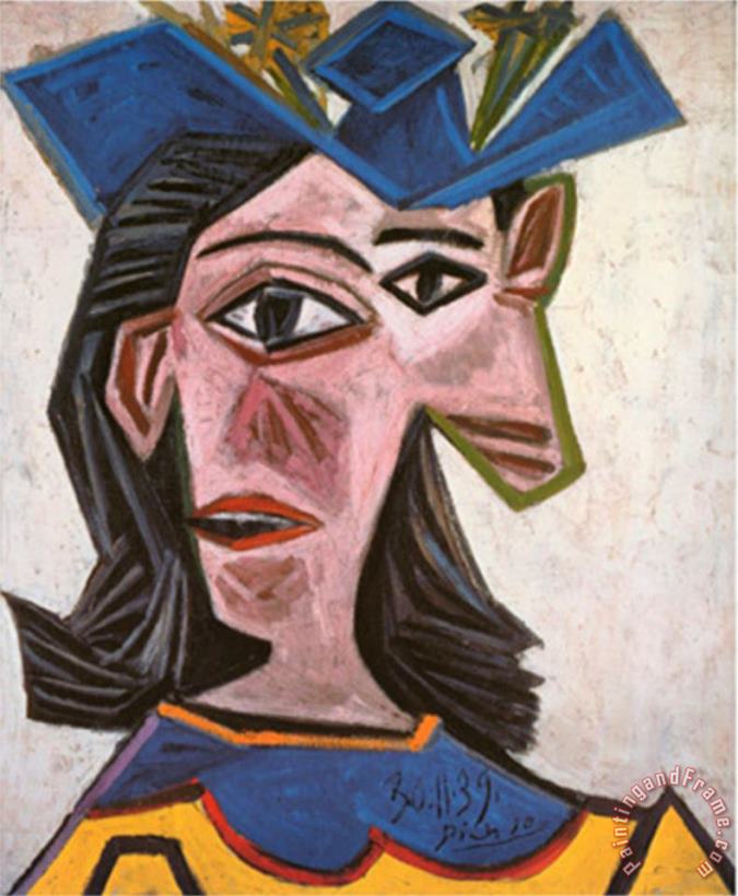 Pablo Picasso Frauenbueste Mit Hut Dora 1939 Art Print
