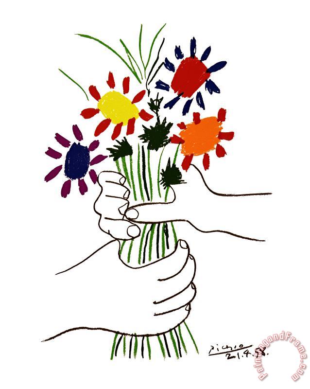 Pablo Picasso Hand with Bouquet Art Print