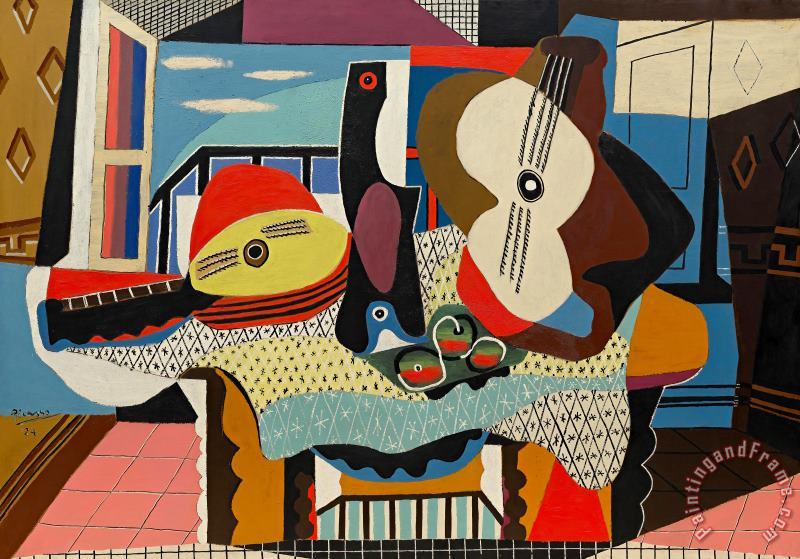 Pablo Picasso Mandolin And Guitar Art Painting