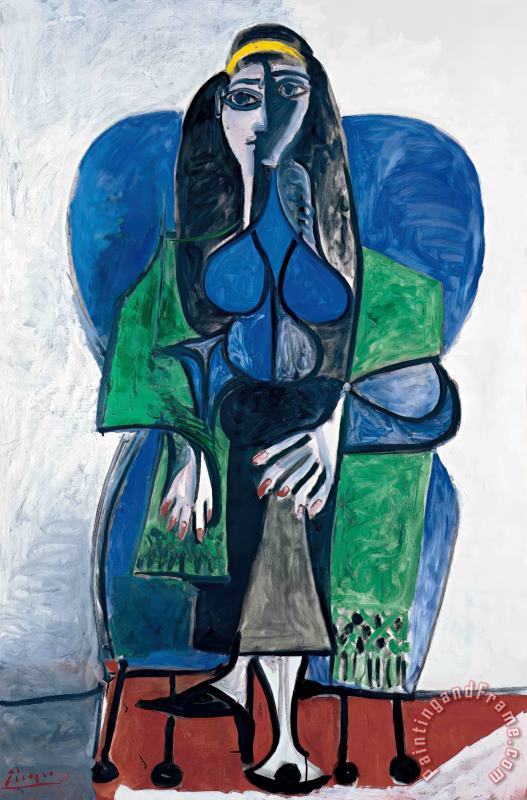 Sitting Woman with Green Scarf painting - Pablo Picasso Sitting Woman with Green Scarf Art Print