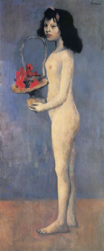 Pablo Picasso Young Naked Girl with Flower Basket 1905 Art Painting