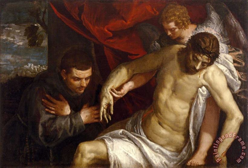 Paolo Caliari Veronese The Dead Christ Supported by an Angel And Adored by a Franciscan Art Print