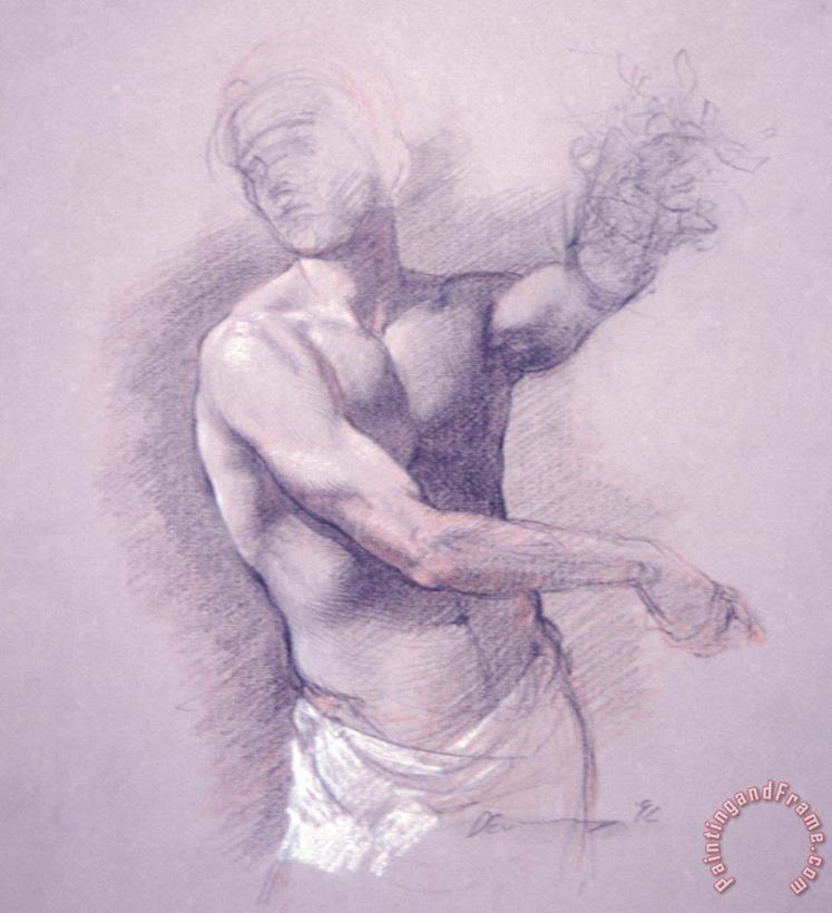 Patrick Devonas Conte Drawing From Imagination Male Torso Art Print