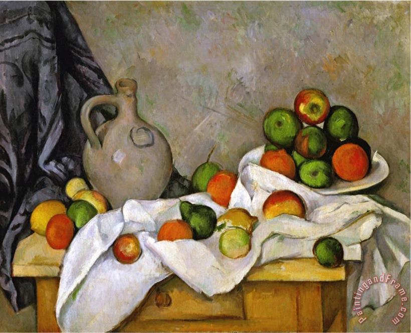 Curtain Jug And Bowl of Fruit 1893 1894 painting - Paul Cezanne Curtain Jug And Bowl of Fruit 1893 1894 Art Print