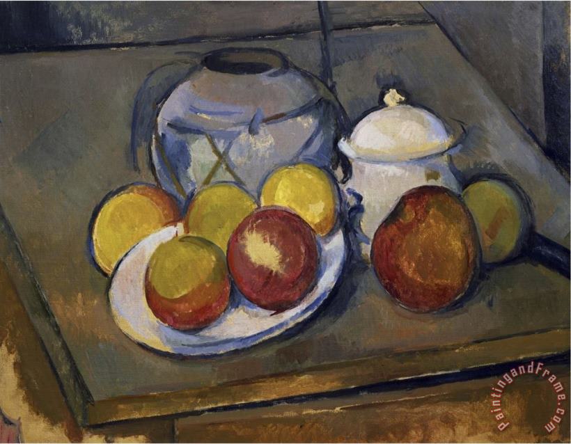 Paul Cezanne Flawed Vase Sugar Bowl And Apples Art Print