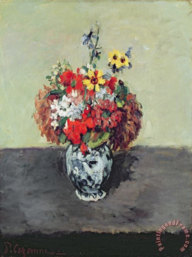 Flowers in a Delft Vase C 1873 75 painting - Paul Cezanne Flowers in a Delft Vase C 1873 75 Art Print