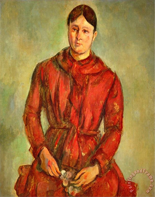 Paul Cezanne Madame Cezanne in a Red Dress 1888 1890 Art Painting