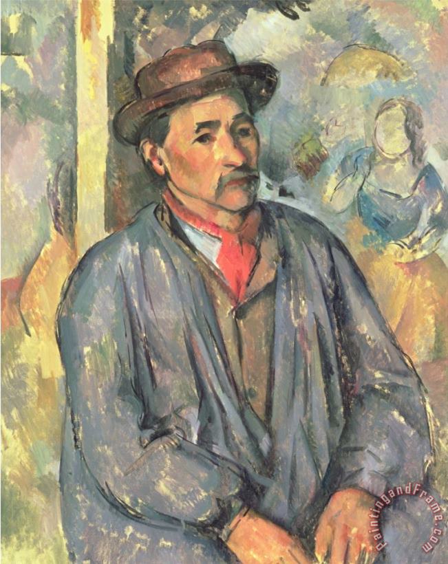 Paul Cezanne Peasant in a Blue Smock 1892 Or 1897 Art Painting