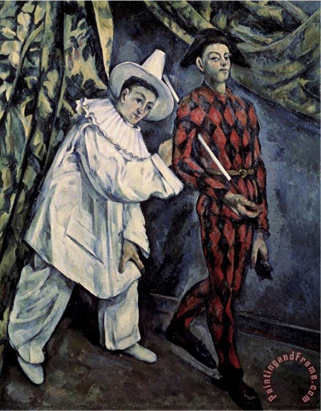 Paul Cezanne Pierrot And Harlequin Art Print