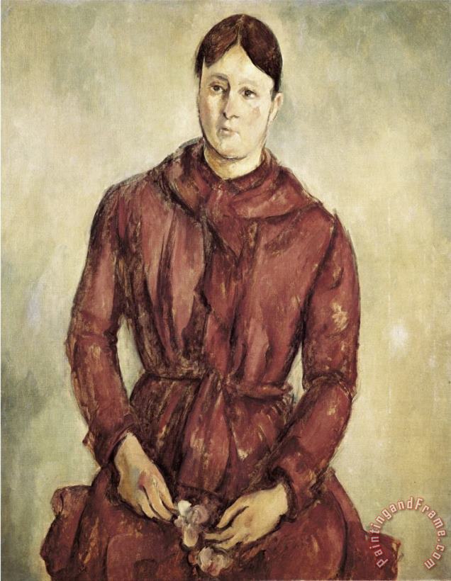Paul Cezanne Portrait of Madame Cezanne in a Red Dress Art Print