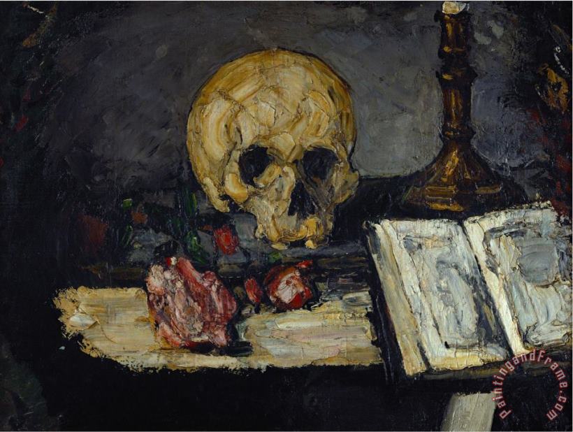 Skull And Candlestick Circa 1866 painting - Paul Cezanne Skull And Candlestick Circa 1866 Art Print