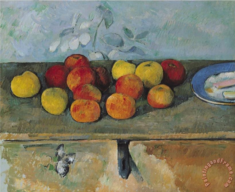 Paul Cezanne Still Life of Apples And Biscuits Art Print