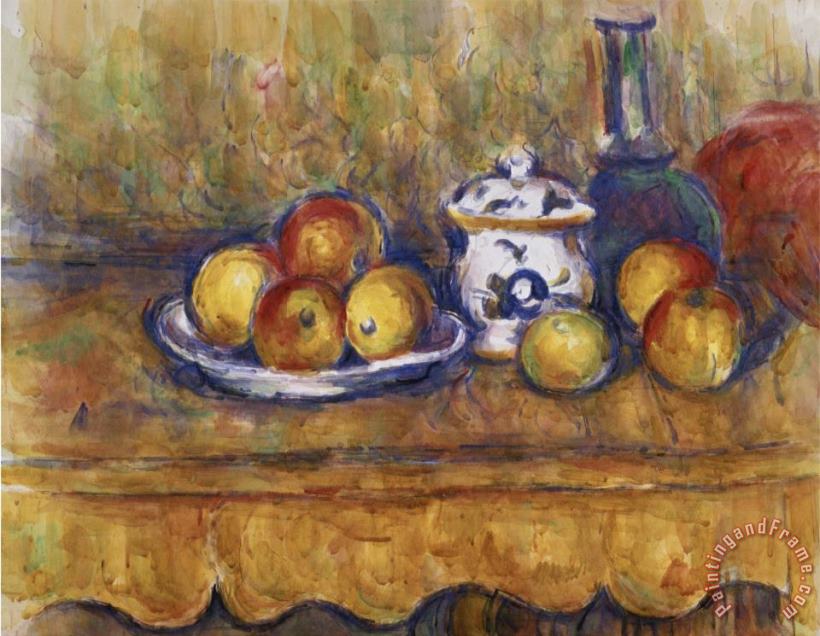 Still Life with Blue Bottle And Sugar Bowl painting - Paul Cezanne Still Life with Blue Bottle And Sugar Bowl Art Print