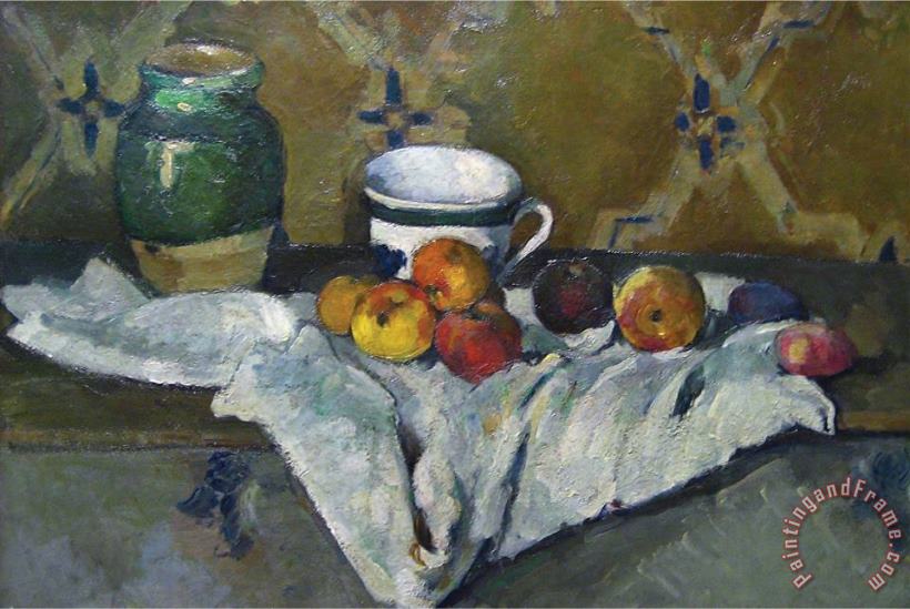 Still Life with Cup Jar And Apples painting - Paul Cezanne Still Life with Cup Jar And Apples Art Print