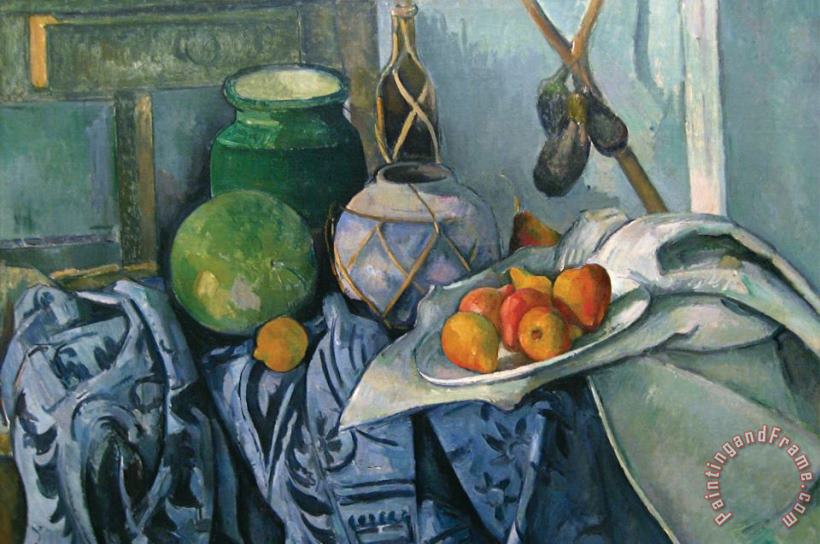 Still Life with Ginger Jar And Egg Plants painting - Paul Cezanne Still Life with Ginger Jar And Egg Plants Art Print