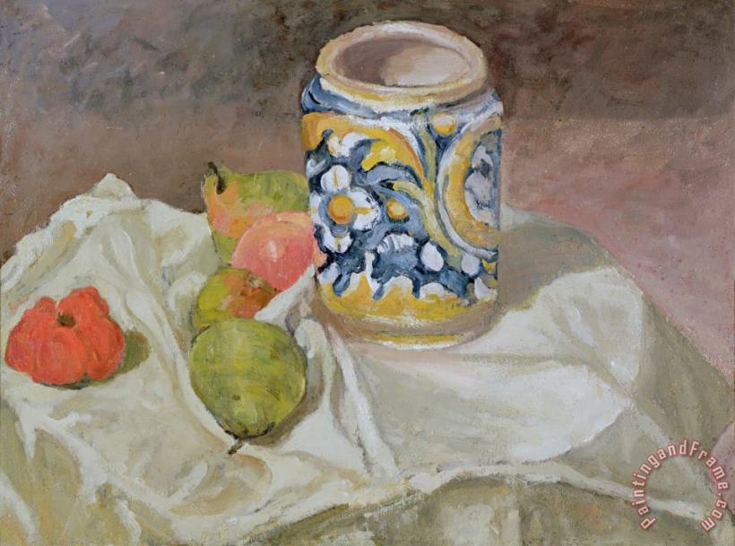 Still Life with Italian Earthenware Jar painting - Paul Cezanne Still Life with Italian Earthenware Jar Art Print