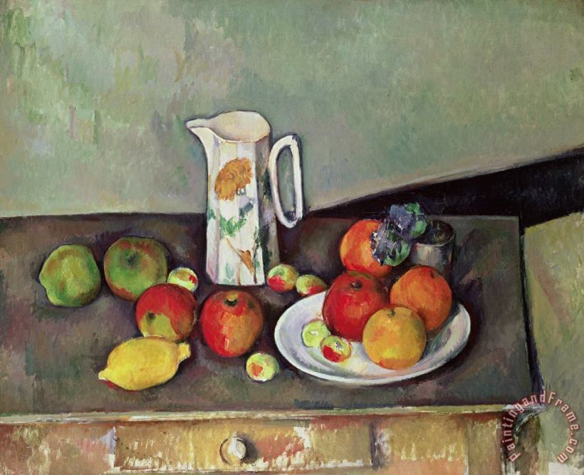 Still life with milkjug and fruit painting - Paul Cezanne Still life with milkjug and fruit Art Print
