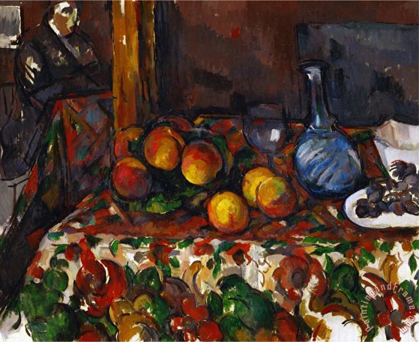 Paul Cezanne Still Life with Peaches Carafe And Figures Circa 1900 Art Painting