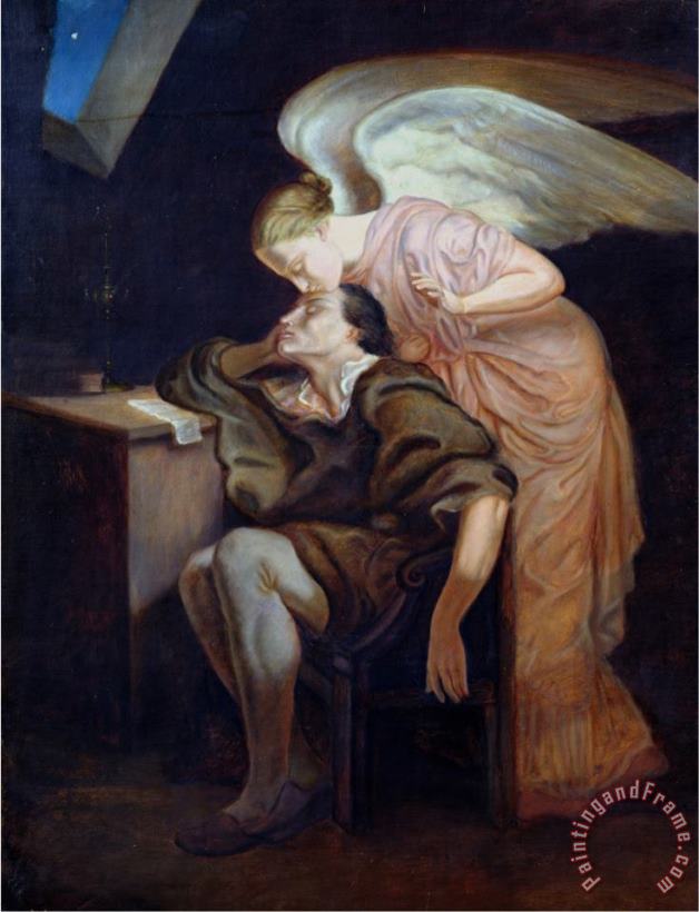 The Dream of The Poet Or The Kiss of The Muse 1859 60 painting - Paul Cezanne The Dream of The Poet Or The Kiss of The Muse 1859 60 Art Print