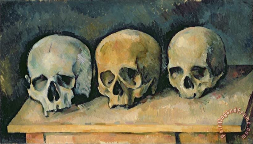 The Three Skulls C 1900 Oil on Canvas painting - Paul Cezanne The Three Skulls C 1900 Oil on Canvas Art Print