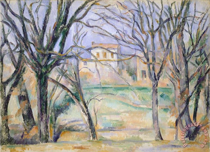 Paul Cezanne Trees And Houses 1885 86 Art Painting