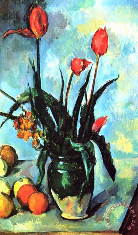 Tulips In A Vase painting - Paul Cezanne Tulips In A Vase Art Print