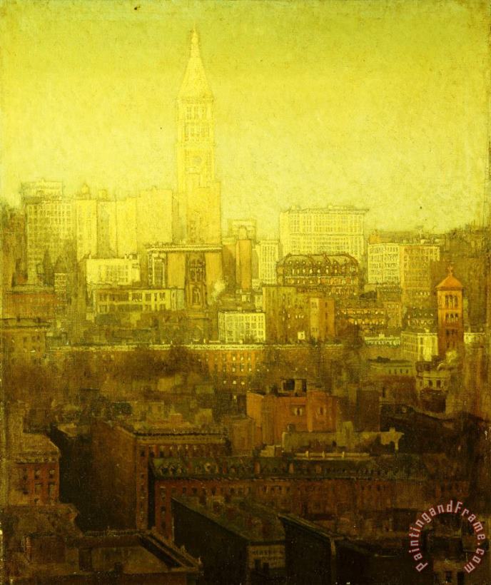 New York Cityscape painting - Paul Cornoyer New York Cityscape Art Print