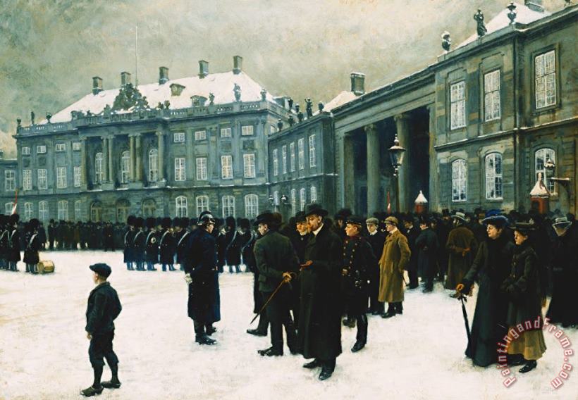 Paul Fischer Changing Of The Guard At Amalienborg Palace Art Print