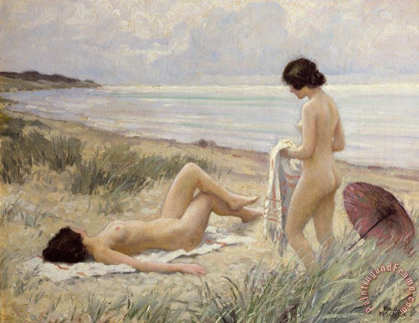Summer on the Beach painting - Paul Fischer Summer on the Beach Art Print