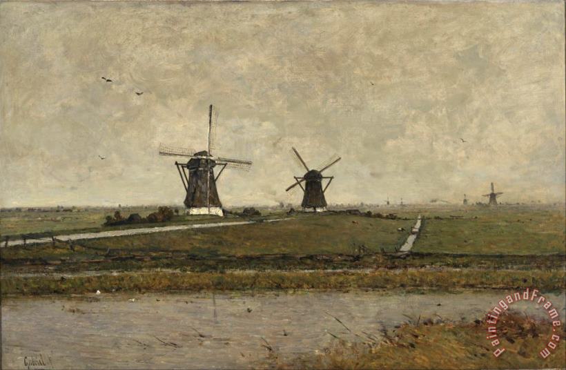 Polder with Mills Near Overschie painting - Paul Gabriel Polder with Mills Near Overschie Art Print