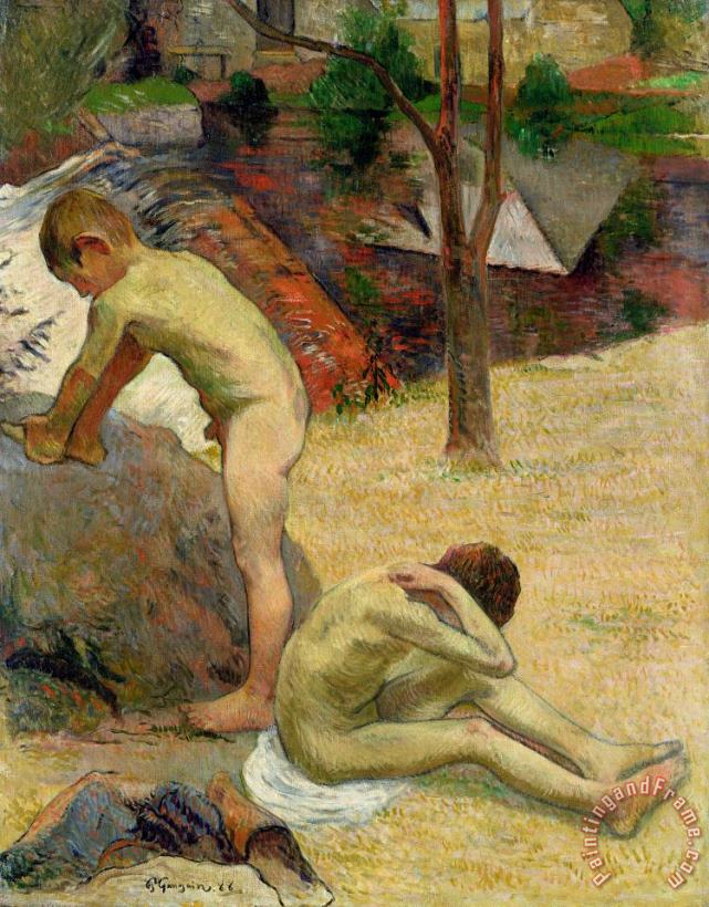 Breton Boys Bathing painting - Paul Gauguin Breton Boys Bathing Art Print