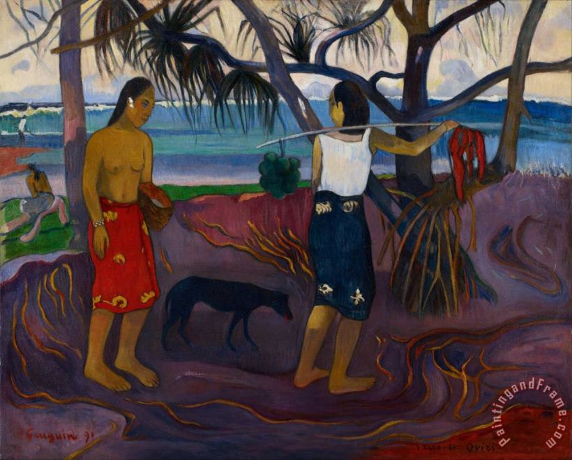 Paul Gauguin I Raro Te Oviri (under The Pandanus) Art Print
