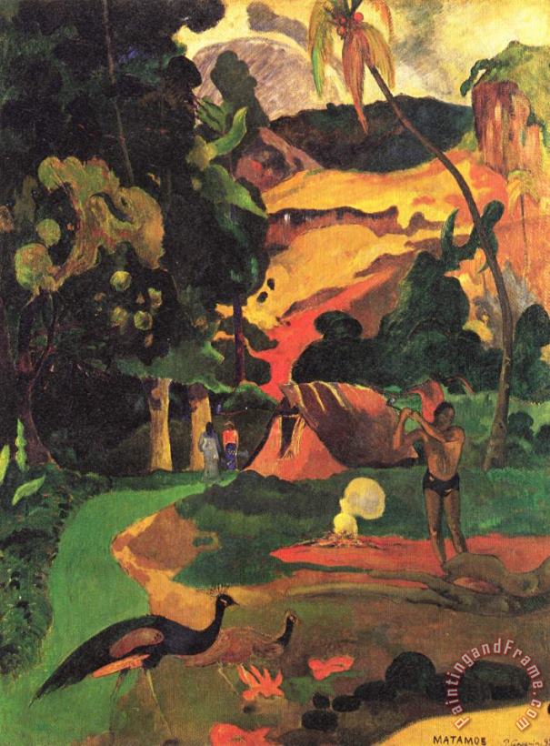 Landscape with Peacocks painting - Paul Gauguin Landscape with Peacocks Art Print