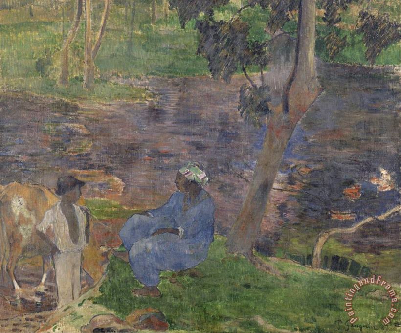 Paul Gauguin On The Shore of The Lake at Martinique Art Painting