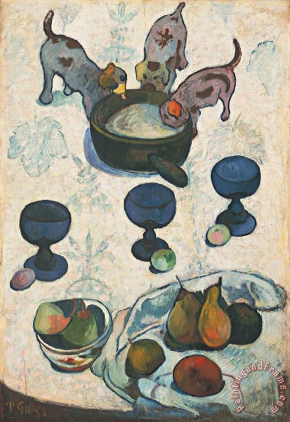 Still Life with Three Puppies painting - Paul Gauguin Still Life with Three Puppies Art Print