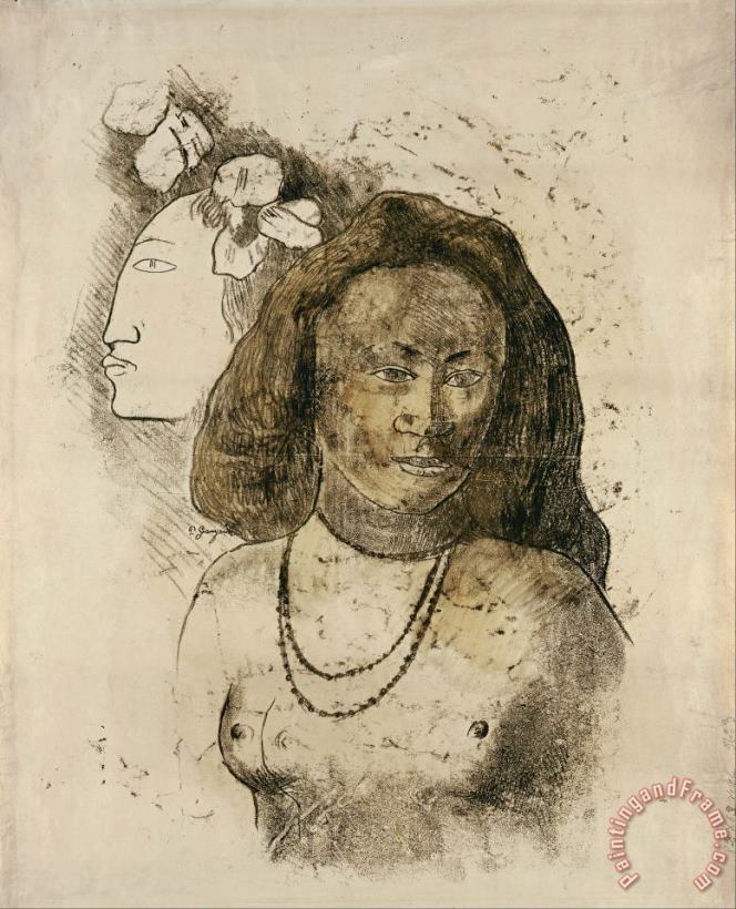 Paul Gauguin Tahitian Woman with Evil Spirit Art Print