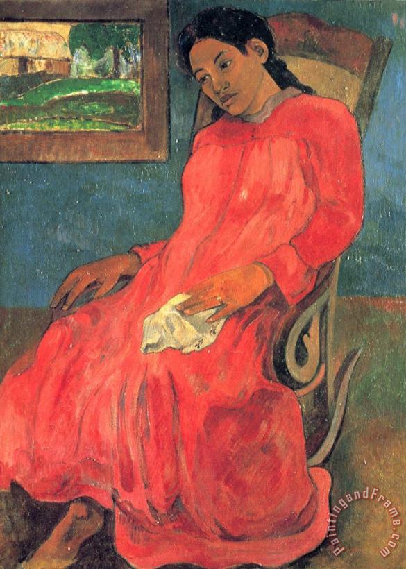 Paul Gauguin Woman in Red Dress Art Painting