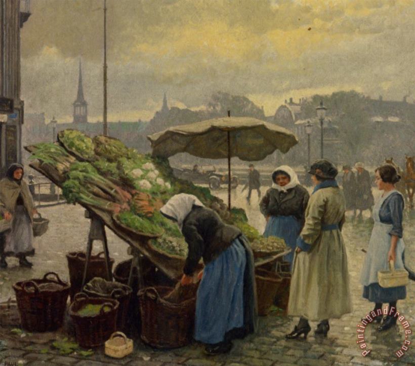 At The Vegetable Market painting - Paul Gustave Fischer At The Vegetable Market Art Print