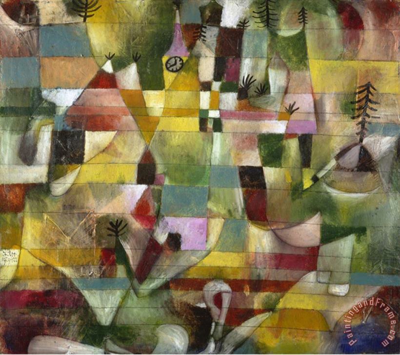 Landscape with Yellow Steeple 1920 painting - Paul Klee Landscape with Yellow Steeple 1920 Art Print