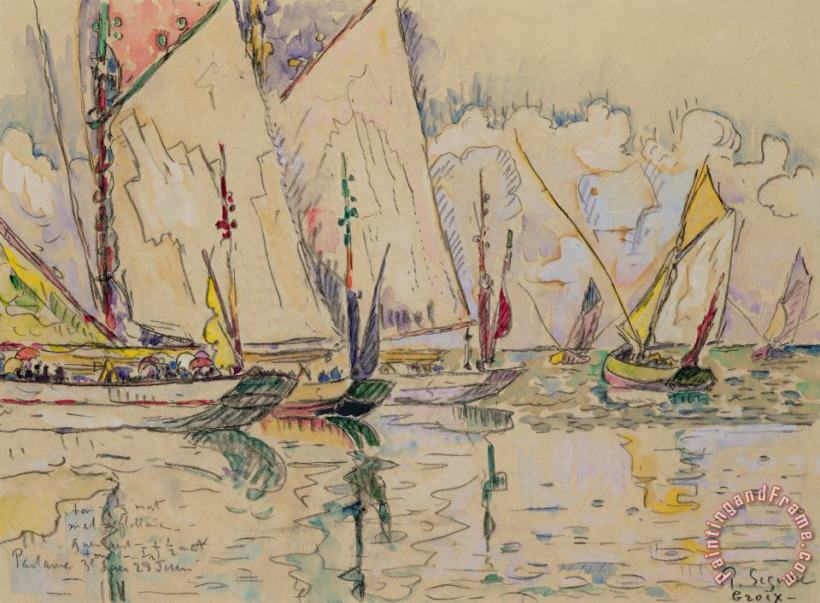 Paul Signac Departure of tuna boats at Groix Art Print