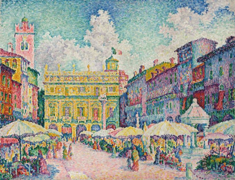 Paul Signac Market Of Verona Art Print