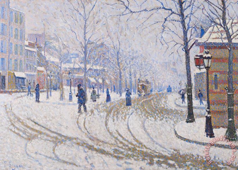 Snow Boulevard De Clichy Paris painting - Paul Signac Snow Boulevard De Clichy Paris Art Print