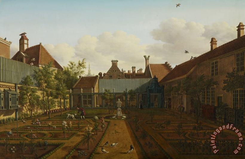 Paulus Constantin La Fargue View Of A Town House Garden In The Hague Art Painting