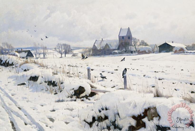 Peder Monsted A Winter Landscape Holmstrup Art Painting