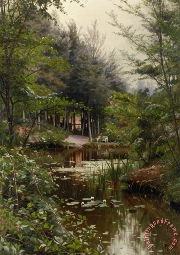 Peder Mork Monsted A Lady Reading by a Lake Art Painting