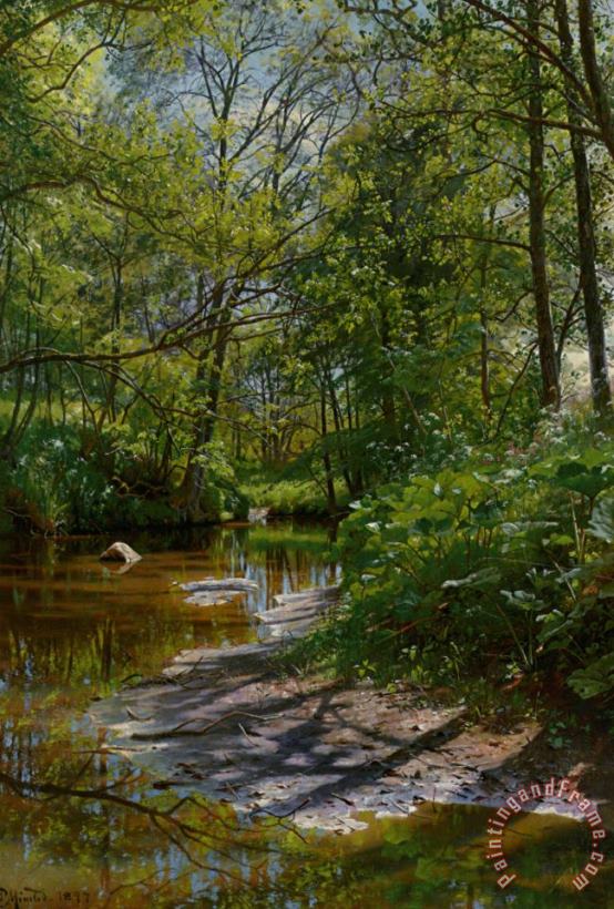 Peder Mork Monsted A River Landscape Art Print