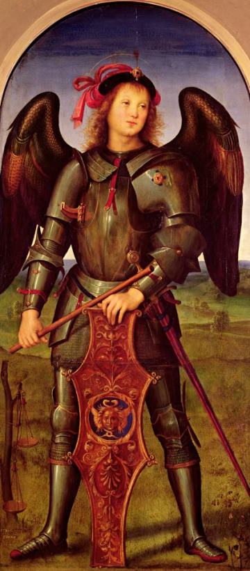 Perugino The Virgin And Child with Ss. Raphael And Michael: Left Hand Panel of St. Michael Art Painting